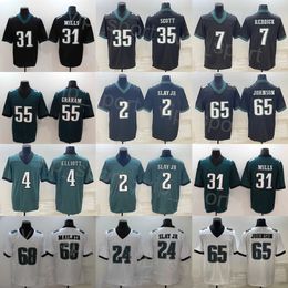 Mans Football 4 Jake Elliott Jersey 7 Haason Reddick 31 Wilbert Montgomery 35 Boston Scott 55 Brandon Graham 2 Darius Slay Jr 68 Mailata Stitched Black White Green