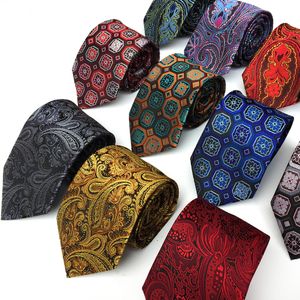 Groom liens en polyester en soie à rayures paisley noue 8 cm cravates skinny