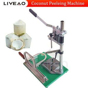 Handmatige kokosnootsnijder Verse kokosnootschil Huid verwijderd Machine Kokossnijmachine India