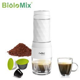 Handmatige koffiemolens BioloMix Draagbare maker Espressomachine Handpers Capsule Gemalen brouwer voor reizen en picknick 230901