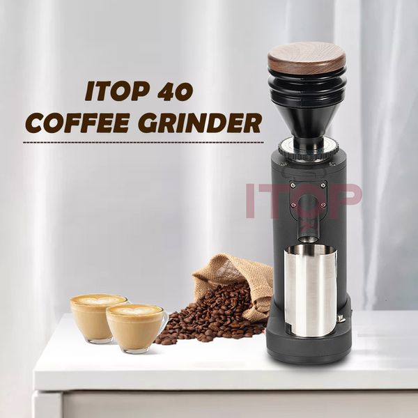 Molinillos de café manuales ITOP Molinillo eléctrico 40 mm Burr Metal Bean Hopper 75 g Elegante Samll Machine Llegada 230901