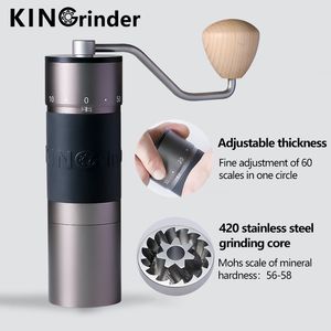 Handmatige Coffee Grinders Kingrinder Aluminium Legering Grinder K0 K1 K2 K3 K4 K5 K6 Portable Bean Mill Stainless Steel Grinding Core 230211