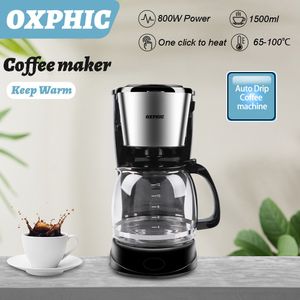 Moulins à café manuels OXPHIC 1500ML Machine à goutte automatique Machine électrique bouilloire à café américaine avec fenêtre de niveau d'eau claire pour 10 tasses 230828
