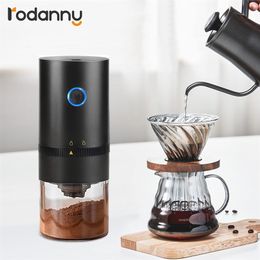 Handmatige Coffee Grinders Rodanny Electric Coffee Grinder Automatic Beans Mill draagbare espressomachines maker voor café Home Travel USB oplaadbaar 220830