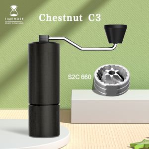 Moulins à café manuels TIMEMORE Chestnut C2 C3 Grinder S2C Burr à l'intérieur de la main portable de haute qualité avec positionnement à double roulement 230828