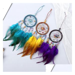 Manuel Dream Catchers Wind Chime Accessoires Plume Perle Cloches Dreamcatcher Décoration Suspendue Pendentif Thanksgiving Noël Gi Dhsb4