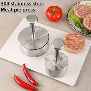 Manuel Hamburger Patty Maker 304 Viande antiadhésive en acier inoxydable Presse ronde Riz Porc Bœuf Boule Moule Grill Plaque Viande Outil 240125