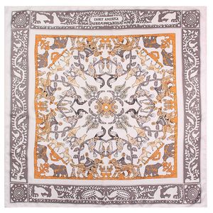 Foulard en soie sergé roulé à la main manuel femmes forêt oiseau imprimé foulards carrés enveloppes Echarpes foulards en soie Femme Bandana Hijab 90CM Q0828