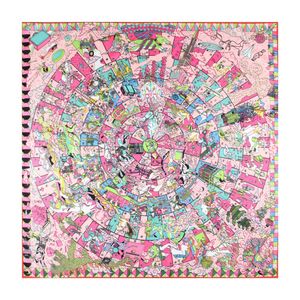 Foulard en soie sergé roulé à la main manuel femmes disque animal bâtiment impression foulards carrés echarpes foulards femme enveloppes bandana hijab 90cm * 90cm