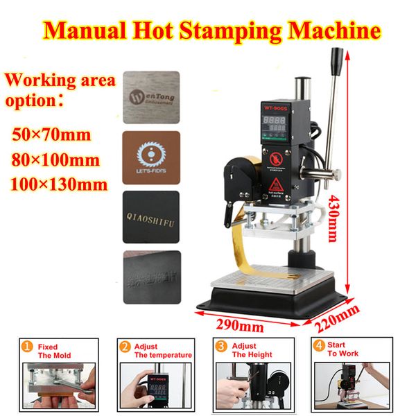 Manual de estampado Hot Machine de estampado PVC Impresora de bronceado de tarjetas de cuero PVC para imprimir calefacción de calefacción 500W