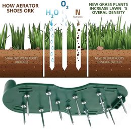 Centrifugeuses manuelles 1 paire de chaussures d'aérateur de pelouse semelle antidérapante outil de jardinage desserrer le sol favoriser la croissance des racines lourdes soins de la sangle des ongles jardin 230714