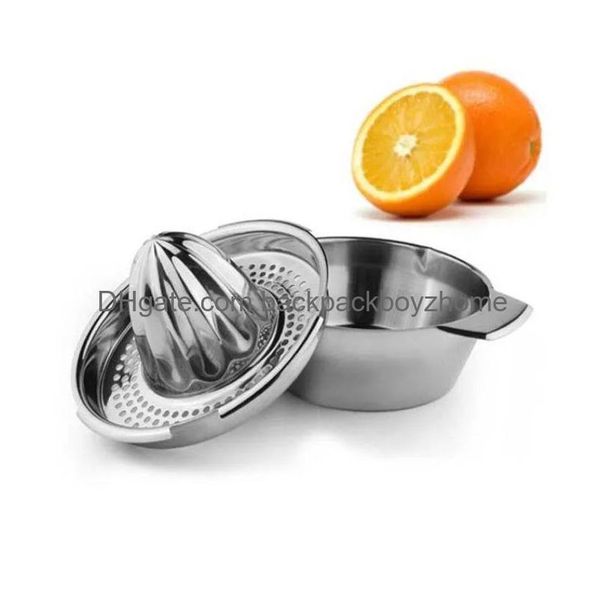 Presse-agrumes manuels Portable Citron Orange Presse-fruits manuels 304 Accessoires de cuisine en acier inoxydable Outils Agrumes 100% jus pressé à la main Dhkyj