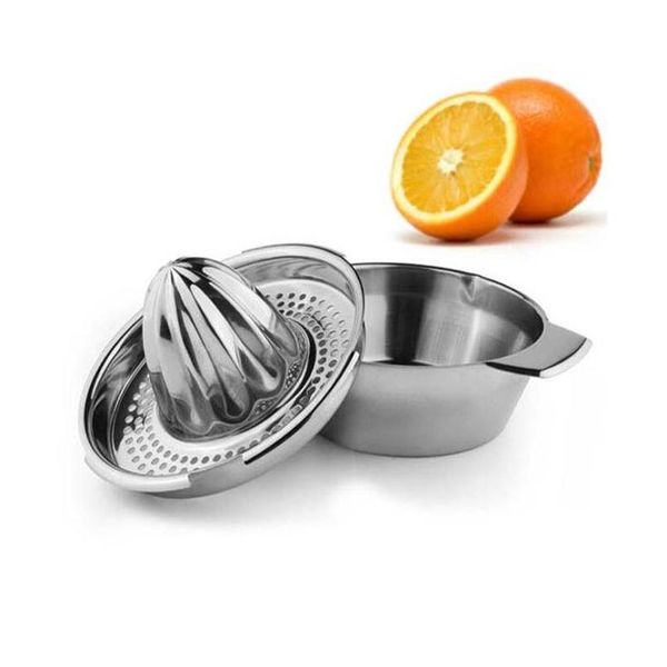 Exprimidores manuales Portátil Limón Naranja Manual Exprimidores de frutas 304 Accesorios de cocina de acero inoxidable Herramientas Cítricos 100% Gota prensada a mano DHBVK