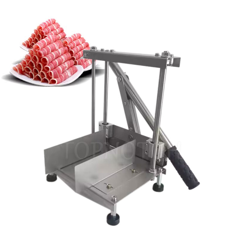 Manual Lamb Rolls Cutter Meat Mutton Ham Slicing Machine rostfritt stålblad 0-10mm tjocklek justerbar