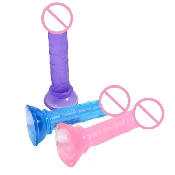 Masturbación manual palo de consolador realista mini silicona pene con taza de succión para mujeres masturbación taller macho taller juguetes sexys