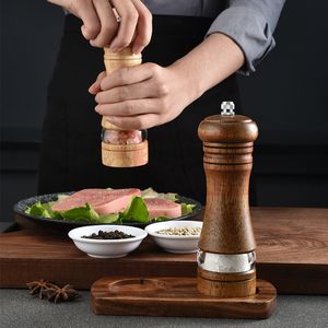Handmatige pepermolen houten zout en molen multifunctionele cruet keukengereedschap met keramiek voor huishouden