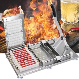 Handmatige Saté Skewer Machine Grilling BBQ Tools Rvs Mutton Kebab Lam Skewer Doner Kebab Vlees Draag String Machine