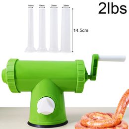 Manual Sausage Sleneer 2 lbs Maker de plástico Fundo de relleno de carne de relleno 14192528 mm Tubos 240407