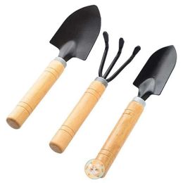 Handmatige schop tuinieren handgreep houten mini gereedschap metalen planten hark schoppen voor bloemen potplant 3 stks/set drop levering home tuin pat oted8