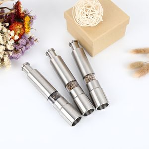 Handmatige roestvrijstalen duim Push Salt Pepper Spice Sauce Grinder Mill Muller Stick Keukengereedschap BBQ-accessoires