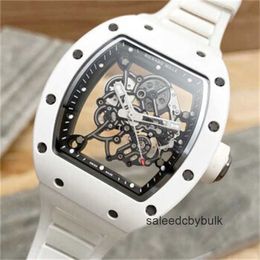 Наручные часы с турбийоном и ручным заводом Richardmill для мужчин Richardmill RM055 Белые керамические мужские модные часы для отдыха и спорта 44SP