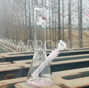 fabrication 10,5 pouces HELLO Pink Kitty Bong 14mm Bol de bong en verre mâle avec bols de narguilé épais conduites d'eau pour plates-formes Dab