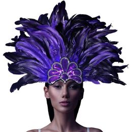 Fabrication pas cher rouge inde coiffure plume d'autruche bandeau Samba carnaval accessoire de Costume