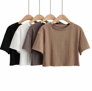 Fabrication de t-shirts graphiques recadrés personnalisés en coton pour femmes, T-shirts de Fitness pour dames, hauts courts pour femmes