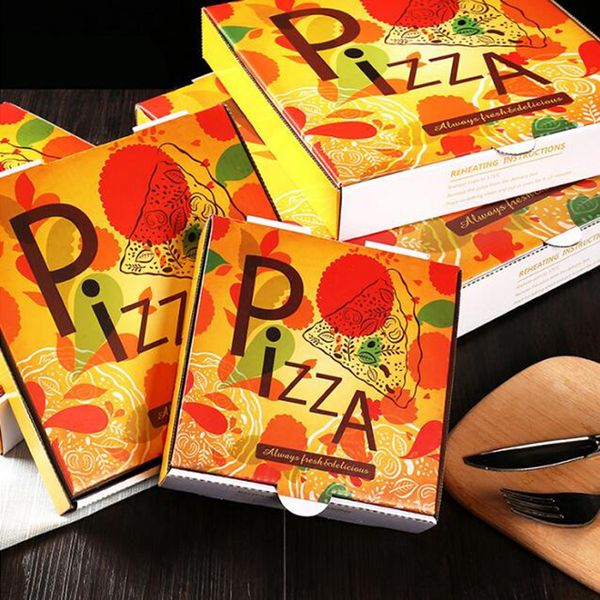 Fabricación de cajas de embalaje de papel corrugado plegable Cajas de embalaje de pizza con impresión personalizada Personalizar papeles corrugados cajas de paquetes de alimentos con tapa Contenedores