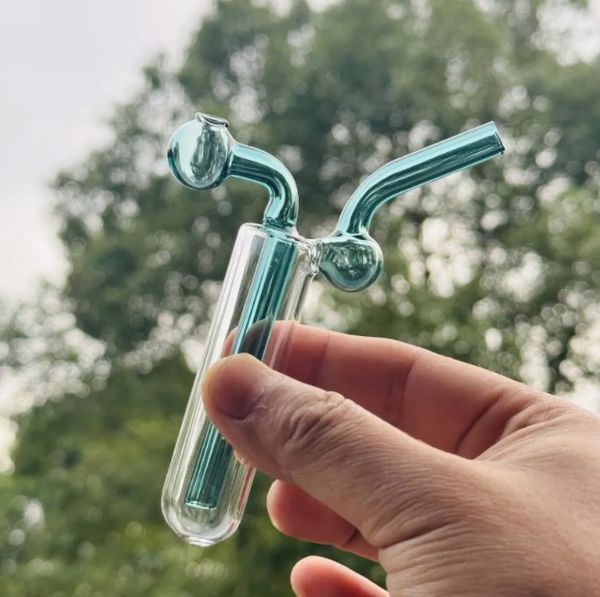 Fabricación Tubo de vidrio para quemador de aceite Bong de agua Tubos de vidrio para fumar cigarrillos Bubbler accesorios para fumar tabaco En stock