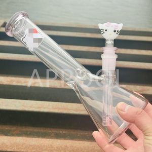 fabrication nouveau design H25cm rose mignon Kitty impression fumer verre Bong tuyau/verre bécher Bong tuyau/10 pouces eau Bong narguilé tuyaux avec bol mignon