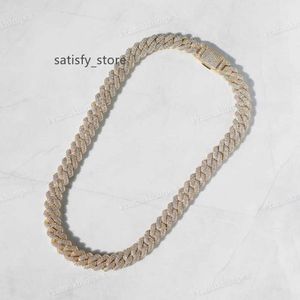 Prix de fabrication Luxury 2 rangées Moisanite Cuban Link Chain de liaison 18K Collier en diamant en or massif pour hommes bijoux personnalisés Hip Hop pour hommes