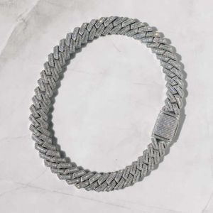 Precio de fabricación, collar de cadena cubana Baguette de 19mm con diamantes de lujo para hombres, joyería personalizada de Hip Hop, joyería fina de diamantes para ella