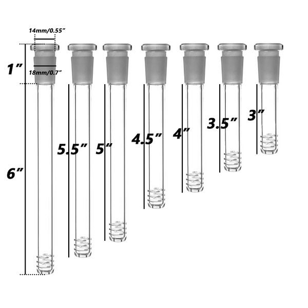 Adaptador reductor hembra superior al ras de tubo de cachimba con vástago de vidrio 14-18 mm Lo Pro Difusor de vástago hacia abajo difuso para tuberías de agua Bongs