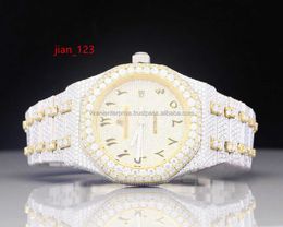 Fabricant du style Iced Out VVS Vvs Clarity Moisanite Diamond Soldded Oyester Yellow Imperproof Analog Watch