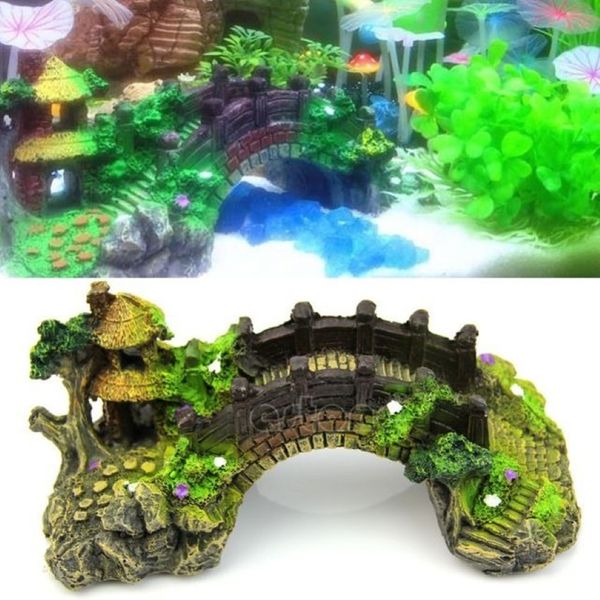 Fabricante de decoraciones de resina, adornos de rocalla, accesorios ecológicos para pecera de acuario con puente de simulación completo 272S