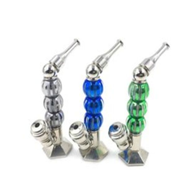 Venta directa del fabricante de accesorios de humo de metal para tubo de bola tricolor vertical con base de cinco esquinas y tres perlas de color permanente