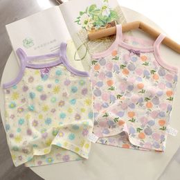 Les ventes directes du fabricant du haut des enfants minces d'été japonais en coton pur, classe une jolie fille bébé camisole top avec en bas