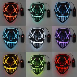 Fabricante al por mayor 10 colores 20 cm LED juguete máscara luminosa fiesta de disfraces de Halloween máscara facial aterradora