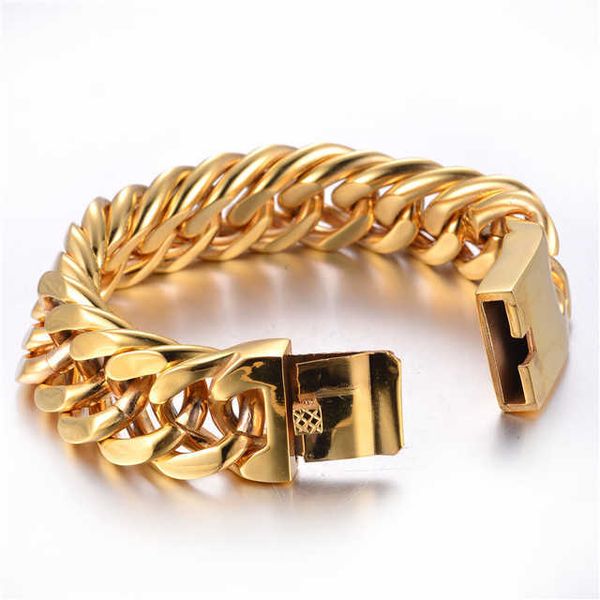 Fabricante al por mayor 18k chapado en oro pulsera y collar de cadena de bordillo Hotsale joyería para hombres de acero inoxidable