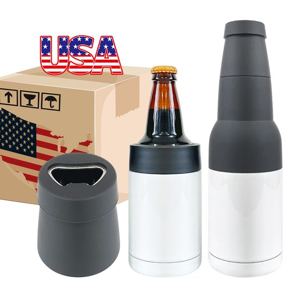 Fabricant en gros en vrac Livraison gratuite 304 sublimation vierge en acier inoxydable 12oz Isolateur de bouteille de bière Le refroidisseur de canette garde les boissons chaudes et froides avec un ouvre-bière