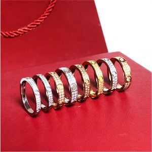 Fabrikanten Direct Supply Card Plus Volledige Ster Kleur Netto Rood Titanium Staal Paar Sieraden Klassieke Eeuwige Ring met Diamant M2217