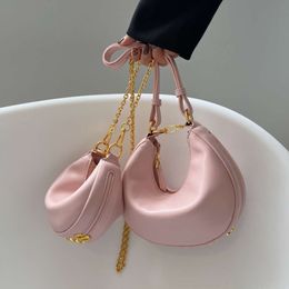 Fabricants de sacs à main en forme de demi-lune pour femmes, vente en gros et au détail, Texture aisselle, Dign, nouveau sac personnalisé Ins en croissant d'automne 2024