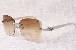 Fabricants vendant des lunettes de soleil en diamant sans cadre T8100905 lunettes de soleil de mode de haute qualité lunettes d'angle blanches Taille: 58-18-140 mm