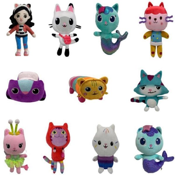 Fabricantes al por mayor 11 estilo Gabby's Dollhouse muñecas osos gatitos juguetes de peluche dibujos animados películas y TV muñecas periféricas para niños