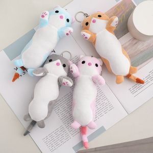 Fabricants en gros 16 cm 4 couleurs long chat en peluche porte-clés dessin animé mignon chat poupée pendentif cadeau pour enfants