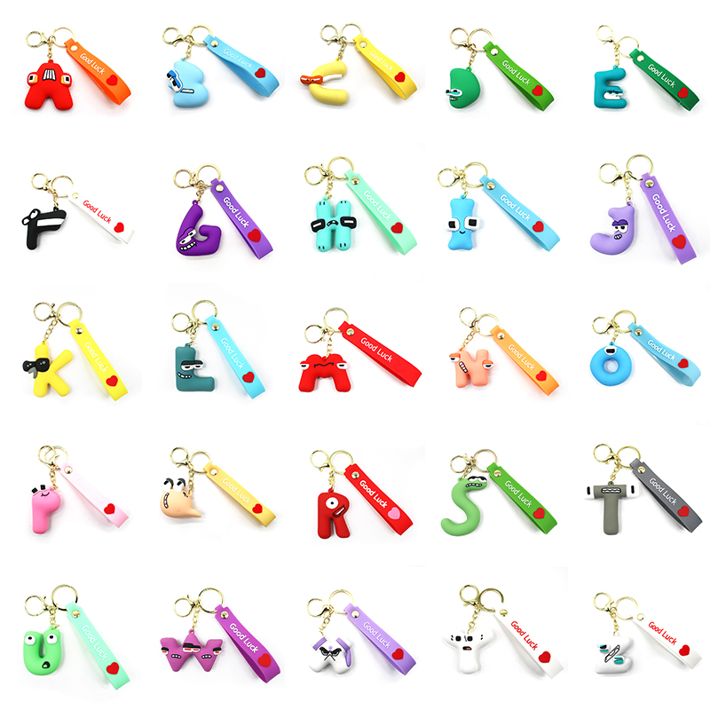 Производители Оптовые 26 стилей алфавита Lore Alphabet Legends Key Chain Cartoon Английская буква подвеска для детей.