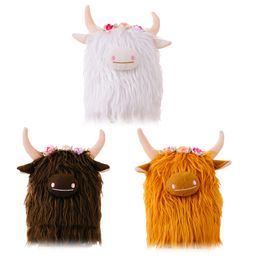 Fabrikanten Groothandel 3-kleuren 23 cm Schotse Yak Highland Cow Plush Toys Cartoon Film Televisie Perifere poppen voor kindergeschenken