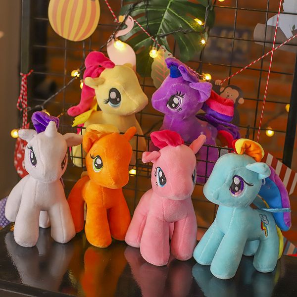 Fabricants de jouets en peluche poney mignon 6 couleurs 25cm, vente en gros, poupées périphériques de film de dessin animé et de télévision, cadeaux pour enfants