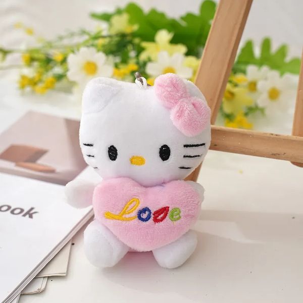 Porte-clés en forme de chat en peluche, 4 couleurs, 10cm, mignon, dessin animé, poupée périphérique, pendentif, cadeaux pour enfants, vente en gros, 2024